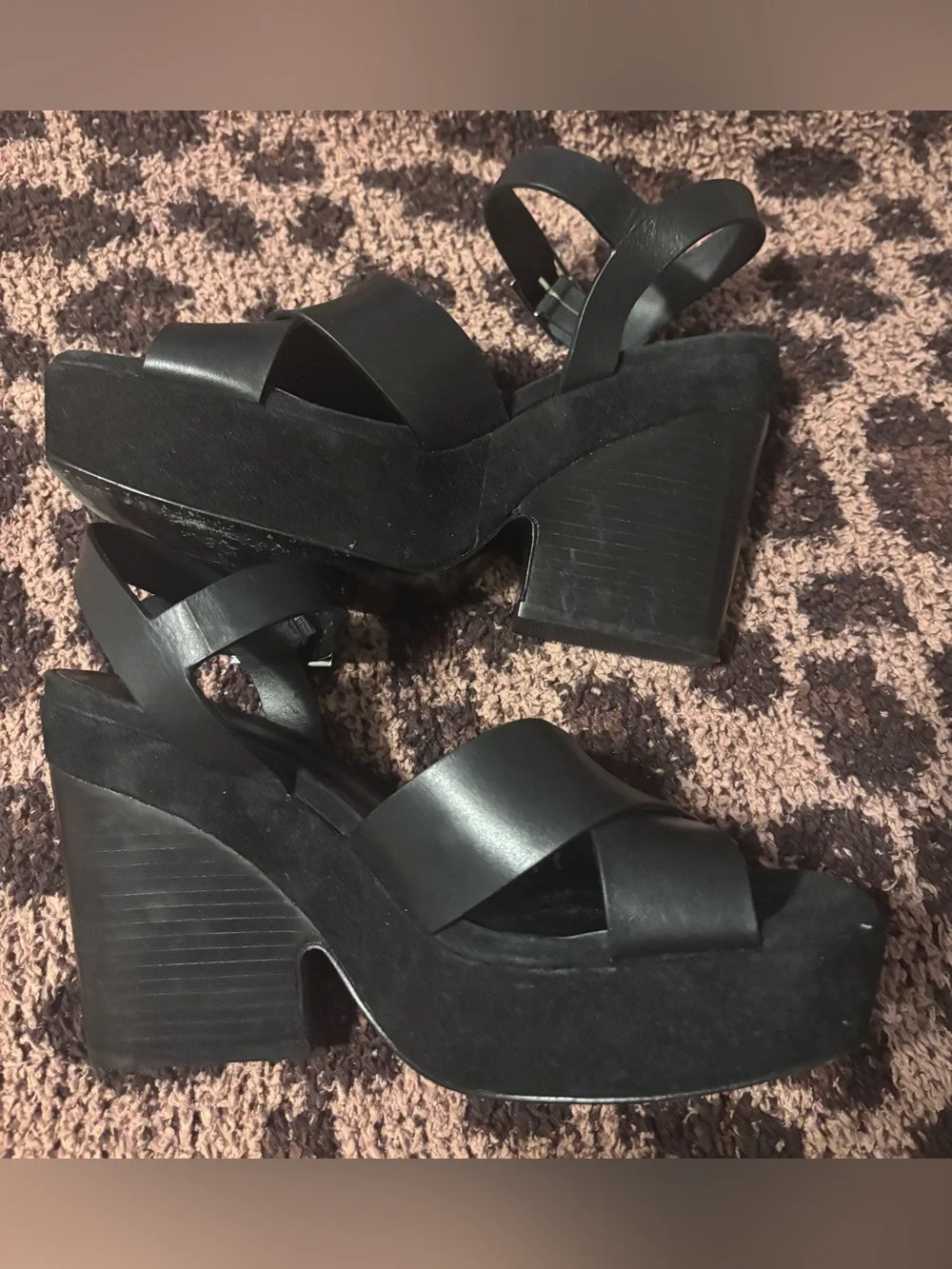 Reformation Juna Platform Leather and Suede Sandal